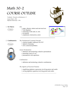 Math 30-2 COURSE OUTLINE