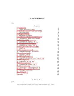 MORE ON FLATNESS 057M Contents 1. Introduction 1 2. Lemmas