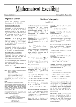 Muirhead`s Inequality Olympiad Corner - HKUST Math. Dept.