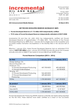 NET PROVED DEVELOPED RESERVES INCREASE