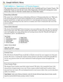 Fall Athletics Summary of Teams Season