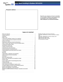 Sport hunting in Qu&eacute;bec 2016-2018