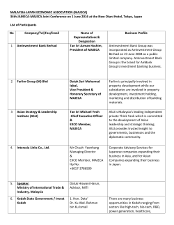 MALAYSIA-JAPAN ECONOMIC ASSOCIATION (MAJECA) 34th