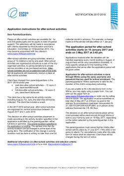 NOTIFICATION 2017-2018 Application instructions for after