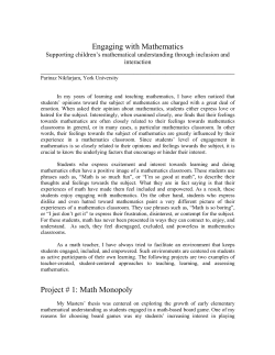 Engaging with Mathematics Project # 1: Math Monopoly