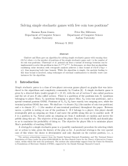Solving simple stochastic games with few coin toss positions