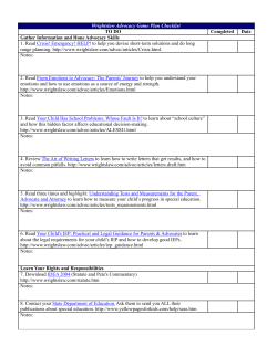 Advocacy Game Plan Checklist PDF
