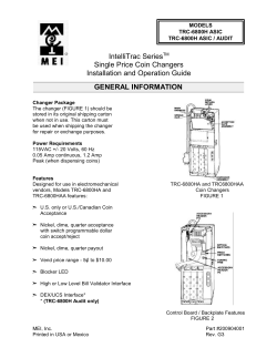 IntelliTrac SeriesTM Single Price Coin Changers
