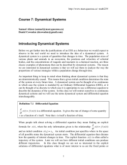 Crash Course in Dynamical Systems