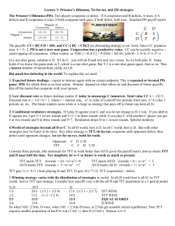 Lecture 3: Prisoner`s Dilemma, Tit-for