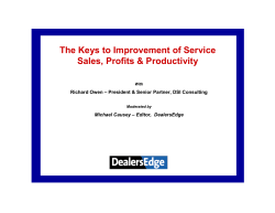 The Keys to Improvement of Service Sales, Profits