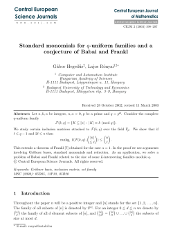Standard monomials for q-uniform families and a