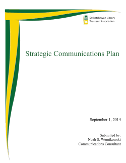 Strategic Communications Plan - Saskatchewan Library Trustees