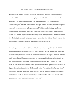 On Joseph Cropsey`s "What is Welfare Economics?" During the