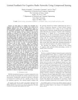Limited Feedback for Cognitive Radio Networks Using