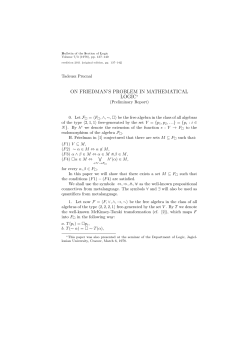 ON FRIEDMAN`S PROBLEM IN MATHEMATICAL LOGIC&lowast;
