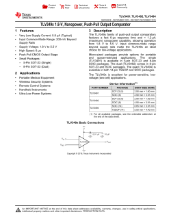 1.8V, Nanopower, Push-Pull Output Comparator