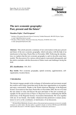 The new economic geography: Past, present and the