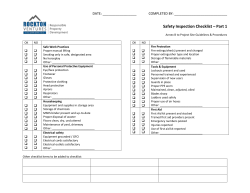 Annex B &ndash; Safety Inspection Checklist