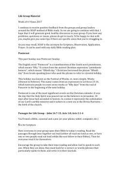 Life Group Material Week of 4-9 June 2017 I continue to receive