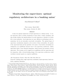 Monitoring the supervisors: optimal regulatory architecture in a