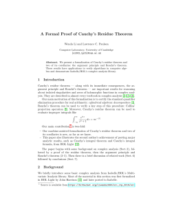 A Formal Proof of Cauchy`s Residue Theorem