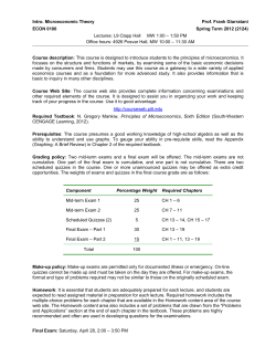 Intro. Microeconomic Theory Prof. Frank Giarratani ECON 0100