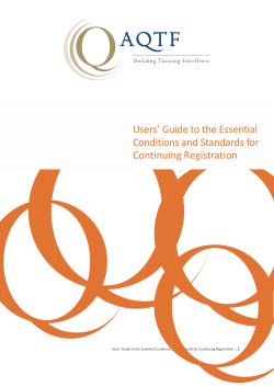 AQTF Essential Conditions and Standards for Continuing Registration