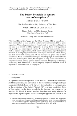 The Subset Principle in syntax: costs of compliance - CUNY
