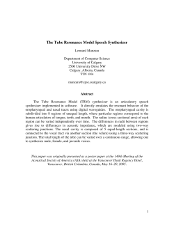 The Tube Resonance Model Speech Synthesizer