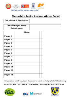 Futsal 2017 team and player sheet