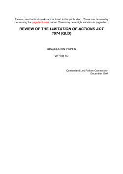 review of the limitation of actions act 1974 (qld)
