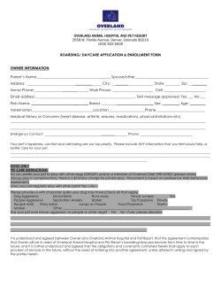 (303) 922-5500 BOARDING/ DAYCARE APPLICAT