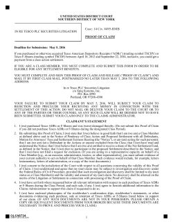 Case: 14 Civ. 8495-RMB PROOF OF CLAIM
