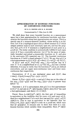 APPROXIMATION OF BOUNDED FUNCTIONS BY CONTINUOUS