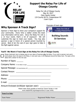 Show your support at the Relay For Life with Cancer Fact Signs