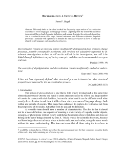 Jason F. Siegel Decreolization remains an insecure notion