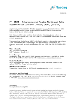INET &ndash; Enhancement of Nasdaq Nordic and Baltic Reserve Order