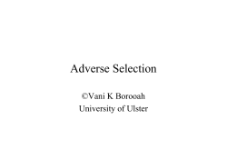 Adverse Selection - Vani K. Borooah`s