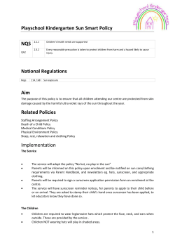 Playschool Kindergarten Sun Smart Policy NQS National