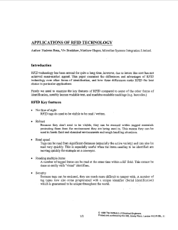Applications of RFID technology - RFID Technology