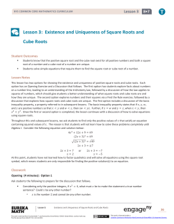 Lesson 3: Existence and Uniqueness of Square Roots