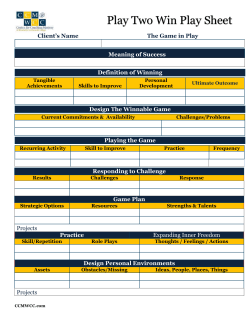 P2W Play Two Win Method Play Sheet