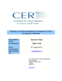 Decision on CER Accreditation Framework for Price Comparison