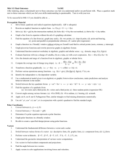 Mth 111 Outcomes for Exam 1