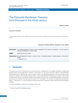The Poincar&eacute;&ndash;Bendixson Theorem: from Poincar&eacute; to