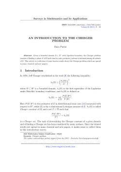 AN INTRODUCTION TO THE CHEEGER PROBLEM 1 Introduction
