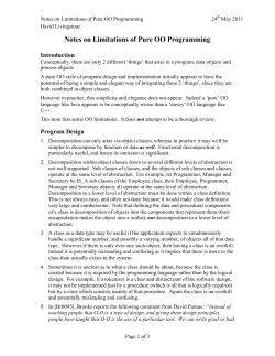Notes on Limitations of Pure OO Programming
