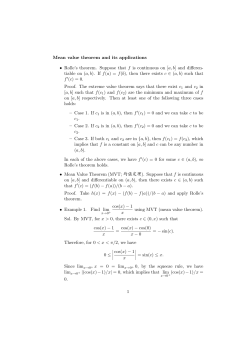 Mean value theorem and its applications &bull; Rolle`s theorem. Suppose