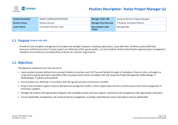 Position Description: Senior Project Manager (a)